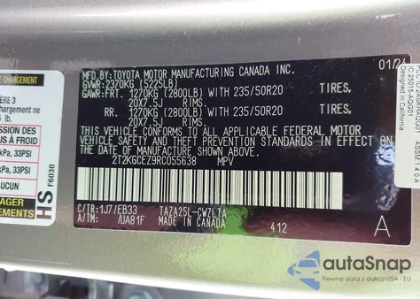 2024 Lexus Nx 350 F Sport Handling из США, поврежденный, VIN 2T2KGCEZ9RC055638